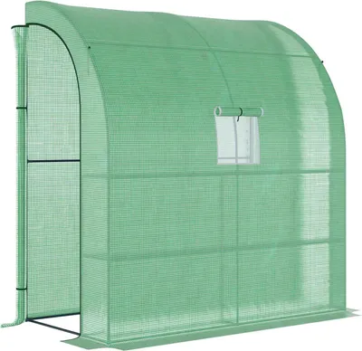 Produktbild von Foliengewächshaus Gewächshaus Treibhaus Mit 2 Türen Pflanzenaufzucht Uv-Schutz Stahl Pe Grün 200 X 100 X 215 Cm