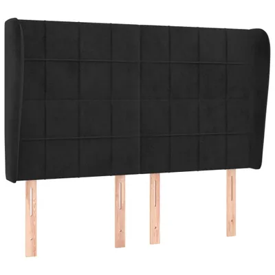 Image de vidaXL Tête de lit avec oreilles noir 147x23x118/128 cm velours