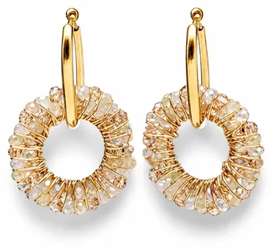 Produktbild von Ohrhänger Ohrringe Creolen Goldfarben Rund Gold Statement Beige  Wauw