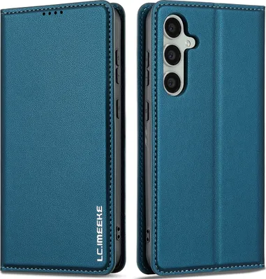 Immagine prodotto di Custodia magnetica in pelle flip per Samsung Galaxy S23 FE, con slot per schede e funzione stand Blu
