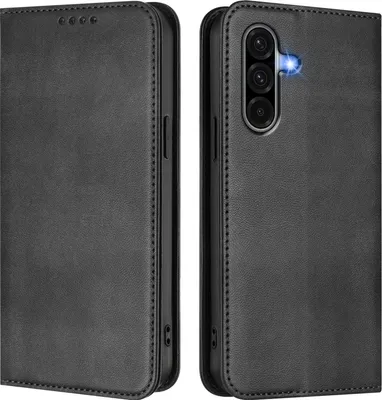 Produktbild von Handyhülle für Samsung Galaxy A56 5G, Vintage Leder RFID Schutz Kartenfach Standfunktion Magnetische Klapphülle Schwarz