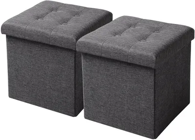 Image de Tabouret pliable avec rangement | Gris foncé | 37,5 x 37,5 x 38 cm