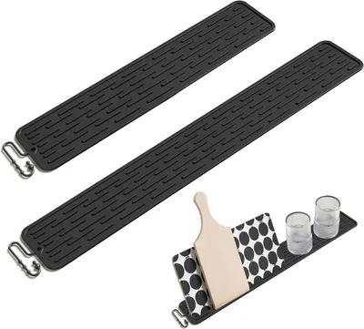 Produktbild von Silikon Abtropfmatte Schmal, 2 Stück, rutschfest und hitzebeständig, Schwarz