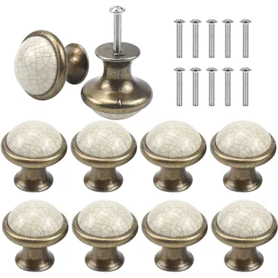 Image de Lot de 10 boutons pour armoires de cuisine, tiroirs et étagères de cuisine, boutons de tiroir vintage de 33 mm, boutons de porte d'armoire en céramique, poignées de porte, poignées de tiroir, boutons de commode, lot de boutons de tiroir, boutons de meuble