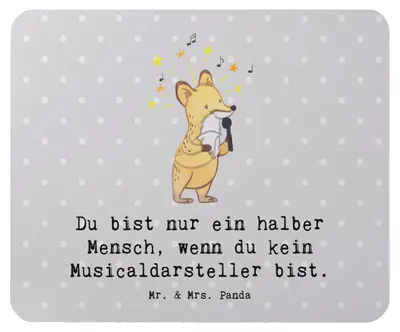 Produktbild von Mr. & Mrs. Panda Mauspad Musicaldarsteller Herz - Grau Pastell - Geschenk, pc mousepad, Mouse Pad, laptop