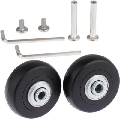 Produktbild von Kofferwiel aus Gummi und Stahl, 50 x 18 mm, 2 Stück, Ersatzrad für Koffer