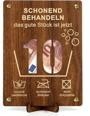 Produktbild von Geldgeschenk Holz 10. Geburtstag mit Karte, Deko für Mädchen & Jungen