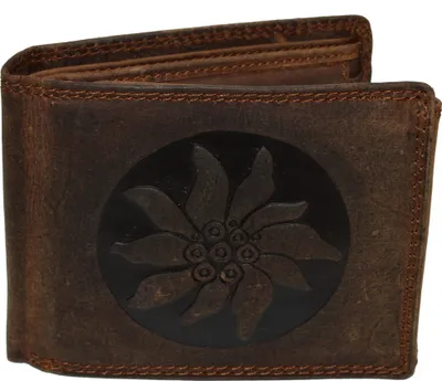 Produktbild von Edelweiss Voll Leder Büffel Herren Geldbörse Biker RFID Schutz  Brieftasche Braun