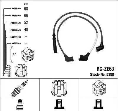 Produktbild von NGK 5388 Zündkabelsatz Zündleitungssatz für MAZDA FAMILIA IV (BG)