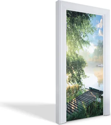 Produktbild von Türdeko Aufkleber Selbstklebende Wandsticker Personalisiert - Morgennebel - 95 x 205 cm