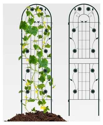 Produktbild von 2/4-teiliges Metall-Rankgitter, 180/220 cm hoch, Sichtschutz für den Garten, Rosenspalier, Ranknetz für Balkon und Kletterpflanzen, Grün (180 x 50 cm, 2 Stück)