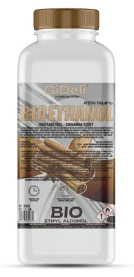 Produktbild von Bioethanol Zimtduft 96,6% 1L für Kamin Universal Rauchfrei Rußfrei GiDeli