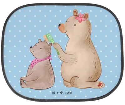 Produktbild von Mr. & Mrs. Panda Auto Sonnenblende Bär Kind - Blau Pastell - Geschenk, Sonnenschutz, Bären, Muttertag, Scheibenschutz, für, saugnapf, Mutti, Mama, Mutter