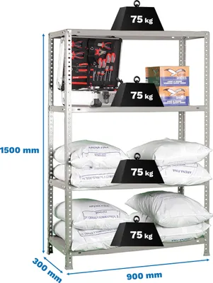 Produktbild von Metallregal ADVANTAGE 4/300 1500 CINZA