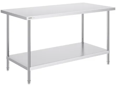 Obrázok produktu pre Pracovný stôl z nehrdzavejúcej ocele na prípravu jedál, komerčný stôl na prípravu jedál, rozmery 30 x 60 x 34 palcov