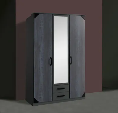 Produktbild von Kleiderschrank Bochum Drehtürenschrank graphit Digitalprint Steel Optik 135cm