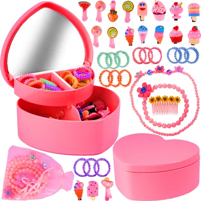 Immagine prodotto di Set di acconciature per bambini MalPlay | gioielli per capelli | perline, mollette, gomme, fermagli per capelli | per bambine a partire dai 3 anni | rosa