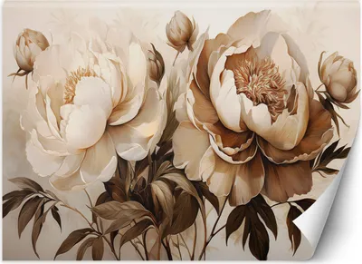Produktbild von Vlies fototapete Pfingstrosen Pfingstrosen Blumen in Beige 300x210 cm Feeby Beige inkl. Kleber einfache Montage