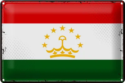 Produktbild von Blechschild Flagge Tadschikistan 30x20cm Retro Tajikistan