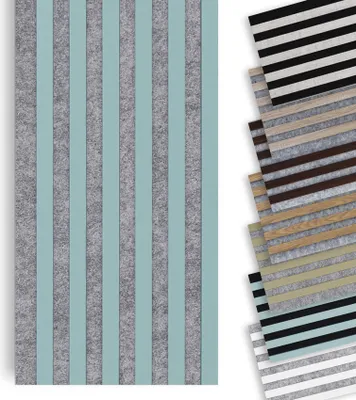 Zdjęcie produktu dla MARBET DESIGN Ściana lamelowa Woodline 270 x 30 cm Panele akustyczne z drewna, panele ścienne z drewna (szary – jasnoniebieski, 1 panel / 0,81 m²)