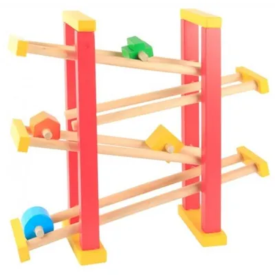 Image de Beeboo - toboggan a billes en bois - circuit en bois avec 4 formes - jouet 1er age