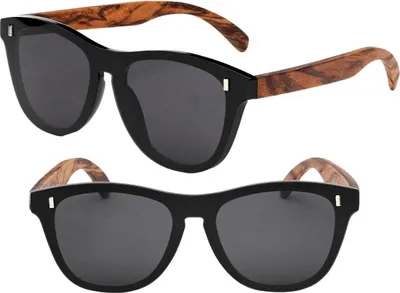 Produktbild von Polarisierende Sport-Sonnenbrille für Herren mit Bambusgläsern, schwarz, UV-Filter 400 Kat 3