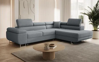 Produktbild von Modernes Ecksofa ASTON mit Schlaffunktion & Bettkasten, Ausziehbare Wohnlandschaft in L-Form, Stauraum, Schlafsofa, Rechts