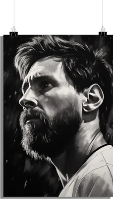 Produktbild von Fußball Poster - Lionel Messi Poster - Schwarz-Weiß Poster - Fußballikone Poster - 61x91cm - Perfekt zum Einrahmen