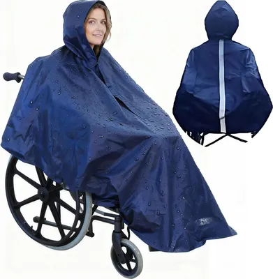 Imagen del producto de Poncho impermeable y reflectante para silla de ruedas, talla única, también apto para scooters de movilidad