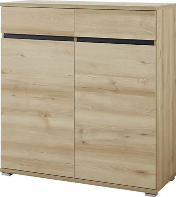 Produktbild von Kommode "401" in braun | hellbraun mit 2 Schubladen und 2 Türen. Abmessungen (BxHxT) 96x103x40 cm