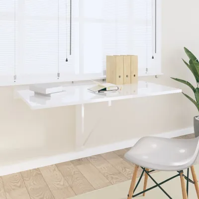 Obrázek produktu pro The Living Store nástěnný skládací stolek vysoký lesk bílý 100x60x56 cm materiál na bázi dřeva