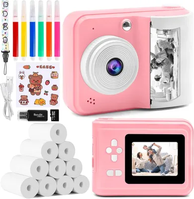 Produktbild von Kinderkamera – Sofortdruckkamera – Kreatives Spielen – Sofortdruckfotos – 2,4-Zoll-Display – Rosa