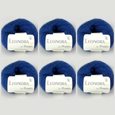 Produktbild von 6x Leonora von Permin – s Garn aus Seide, Wolle und Kid-Mohair (08 Königsblau)