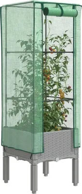 Obrázok produktu pre Maison Exclusive – Vysoký záhon so skleníkom v ratanovom vzhľade 40 x 40 x 140 cm