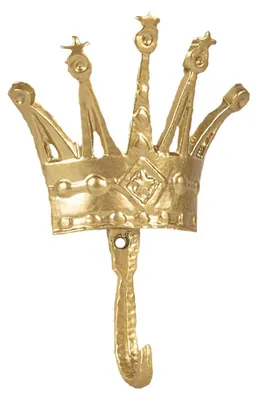 Imagen del producto de Ganchos de pared Clayre & Eef, modelo Krone, 11x3x18 cm, color dorado, metal