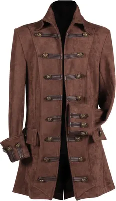 Produktbild von Braune Jacke "Lancaster" für Herren - Wildlederlook | Kostüm Steampunk Pirat Größe: XL
