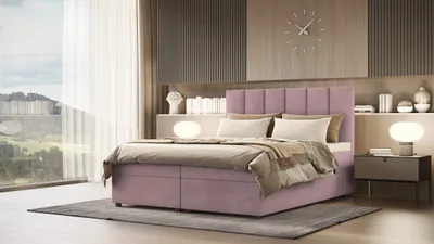Produktbild von SALES LEADER Boxspringbett BERLIN 120x200 cm Polsterbett mit zwei Bettkästen, Komplett-Set mit Matratze und Topper (4cm), Rosa, Bett Stoff JASMINE 62