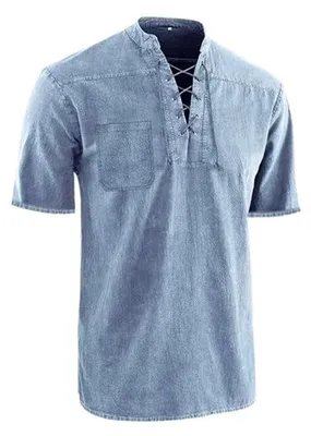 Produktbild von Henley Shirt für Herren aus Baumwolle mit kurzen Ärmeln