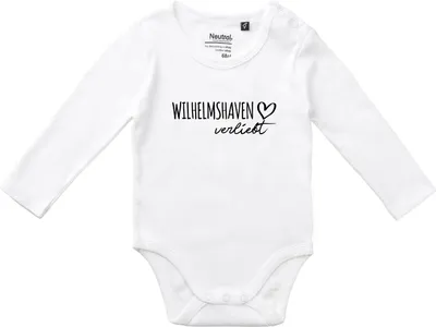 Produktbild von Huuraa Baby Body Wilhelmshaven verliebt 68 White  Baumwolle Fairtrade Langarmbody Geschenkidee