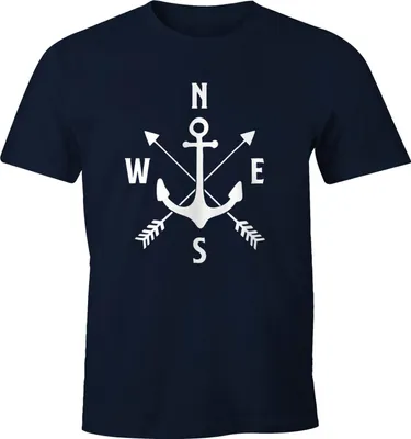 Produktbild von Cooles Herren T-Shirt Anker Kompass Windrose Arrows Moonworks® navy XS