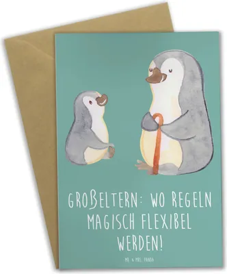Produktbild von Mr. & Mrs. Panda Klappkarte Großeltern Magie - Meeresbrise - Geschenk, Weisheit, weihnachtskarten, babykarte, Familienleben, Dankeschön, Enkelkinder, hochzeitskarten