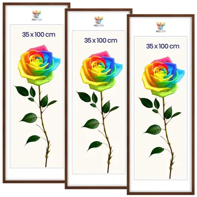Produktbild von MG Design 3er Set Bilderrahmen Braun 35x100 cm - Posterrahmen Echtholz mit Acrylglas, verstärkte Wandaufhängung, hoch/quer