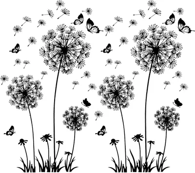 Produktbild von 2 Stück Schwarz Wandtattoo Pusteblumen für Wanddeko,XXL Groß Löwenzahn Blumen Pflanzen Wandsticker Wandaufkleber Kleben Aufkleber Wandbilder für Wohnzimmer Schlafzimmer Vorraum Flur Fenster 165X130cm