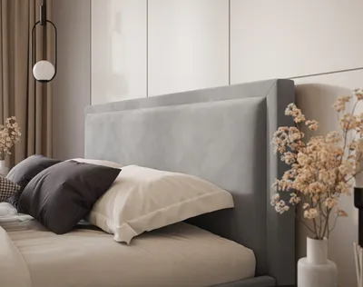 Image de GUTTO Lit capitonné 180x200 gris Gris clair velours velours velours velours avec coffre de rangement et rangement