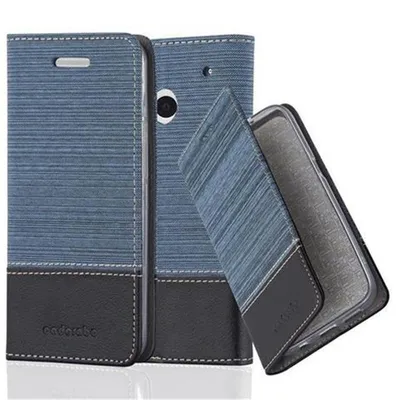 Immagine prodotto di Cadorabo Custodia per HTC ONE M7 Custodia protettiva in blu Custodia per cellulare Custodia a libro Cover