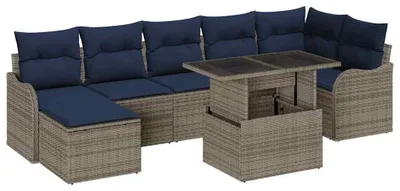 Imagen del producto de vidaXL Juego de sofás de jardín, 8 piezas, color gris, tejido de ratán sintético