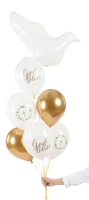 Produktbild von Luftballons God Bless 30cm weiß gold oliv 6er Set