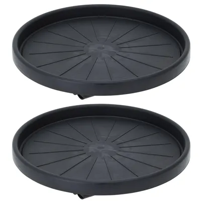Produktbild von 2x Kunststoff Pflanzenroller Rund Ø 30 cm Anthrazit mit 4 Rollen Tragkraft 50 KG Blumenroller Blumentopf Rollbrett