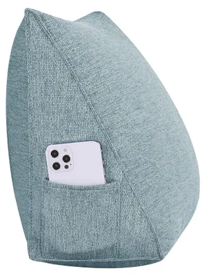 Produktbild von Dreieckiges Rückenkissen mit Seitentasche, Lendenstütze, 45 cm, für Bett und Sofa