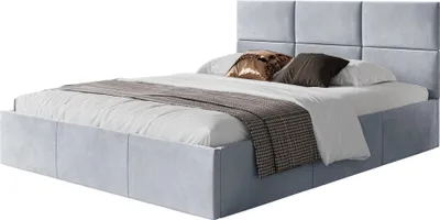 Produktbild von Selsey Nestio – Polsterbett 160x200 mit Bettkasten, Samtbezug, hellgrau
